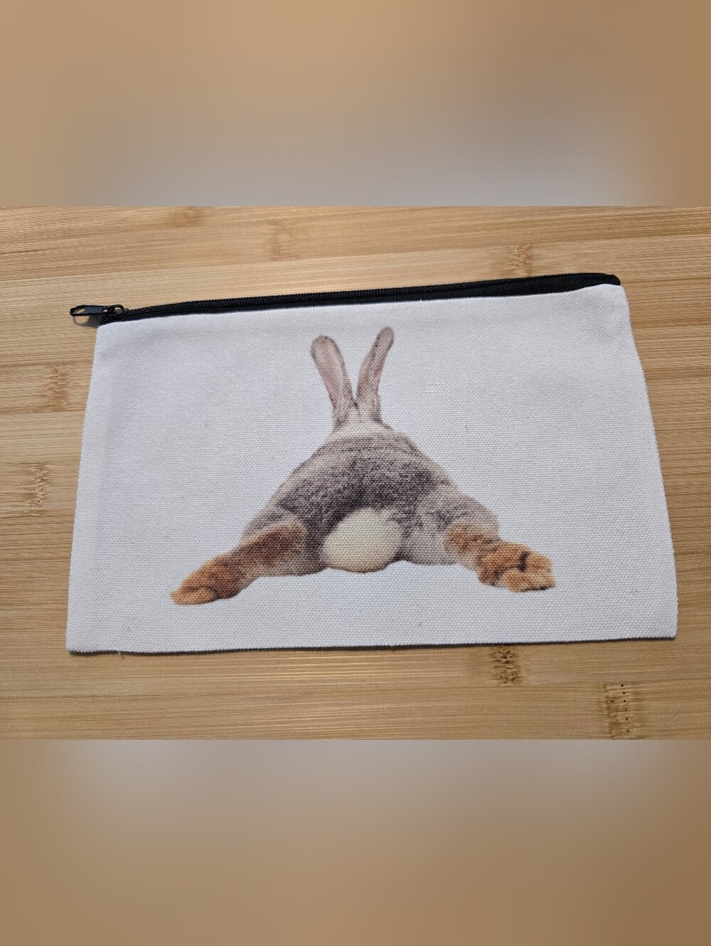 🐰 🩷 Cute Bunny Butt Canvas Zipper Pouch Makeup Bag NWOT